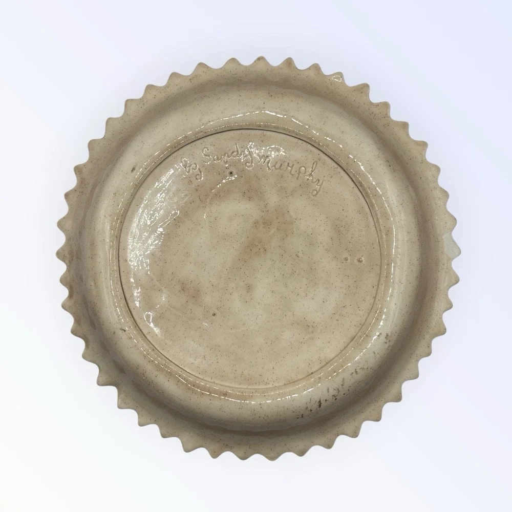 Vintage Lemon Meringue Pie Plate with Recipe Scalloped Edge